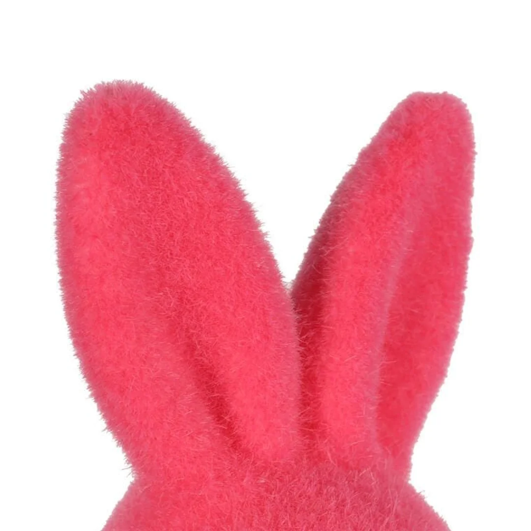 Zając ozdoba wielkanocna welurowy flokowany Różowy L 25 cm — zdjęcie 3