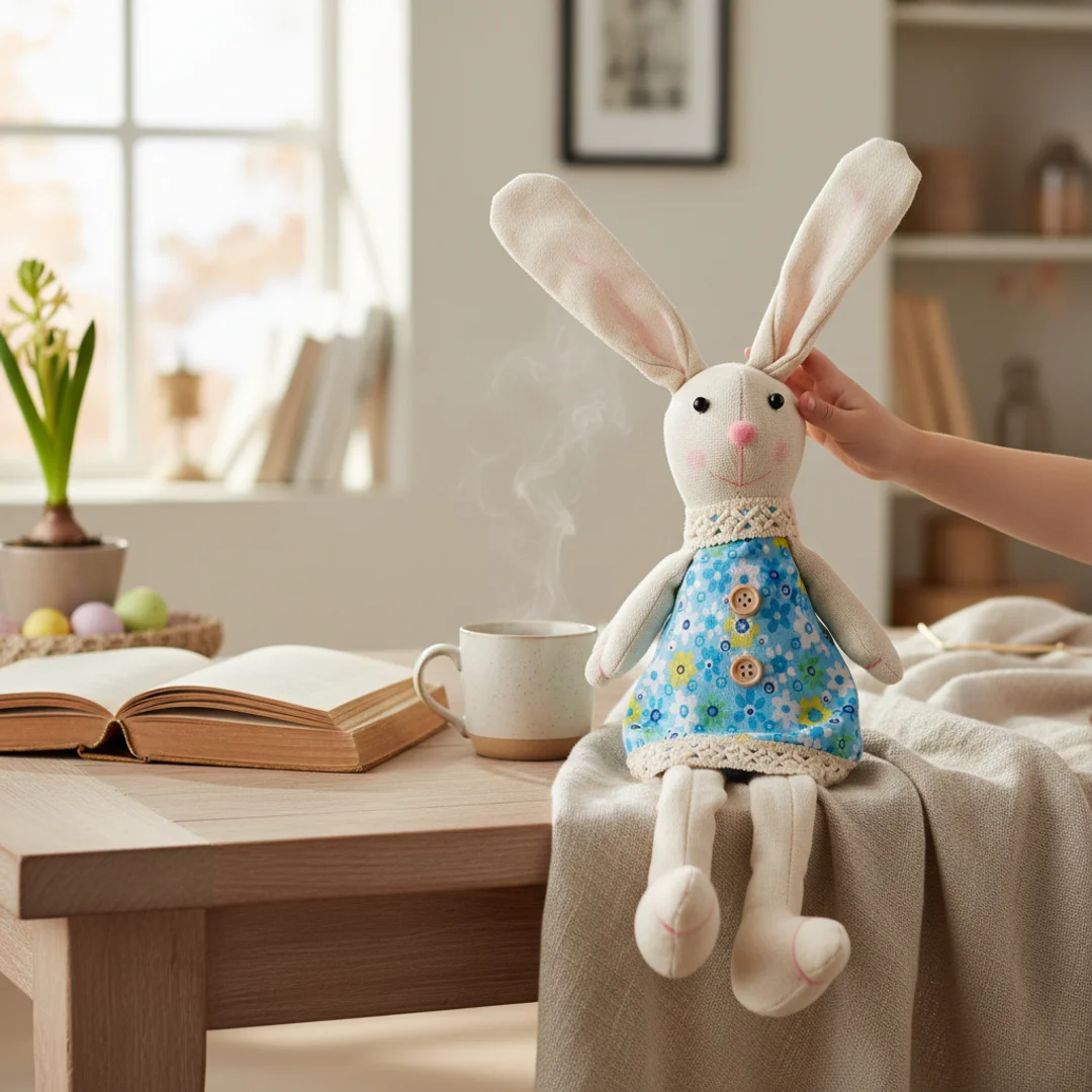 Zając siedzący Ozdoba Wielkanocna Figurka w niebieskiej sukience 40 cm — zdjęcie 5