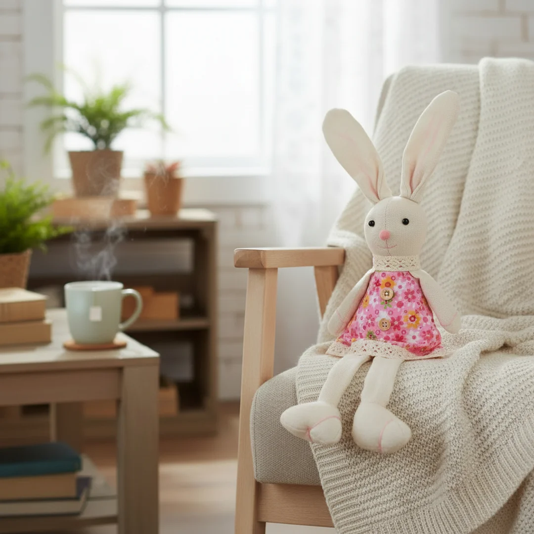 Zając siedzący Ozdoba Wielkanocna Figurka w różowej sukience 40 cm — zdjęcie 5