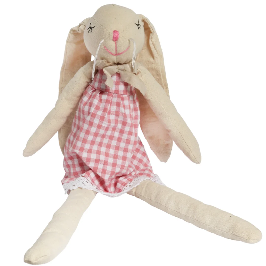 Zając siedzący Ozdoba Wielkanocna Figurka w sukience w kratę 48 cm — zdjęcie 2