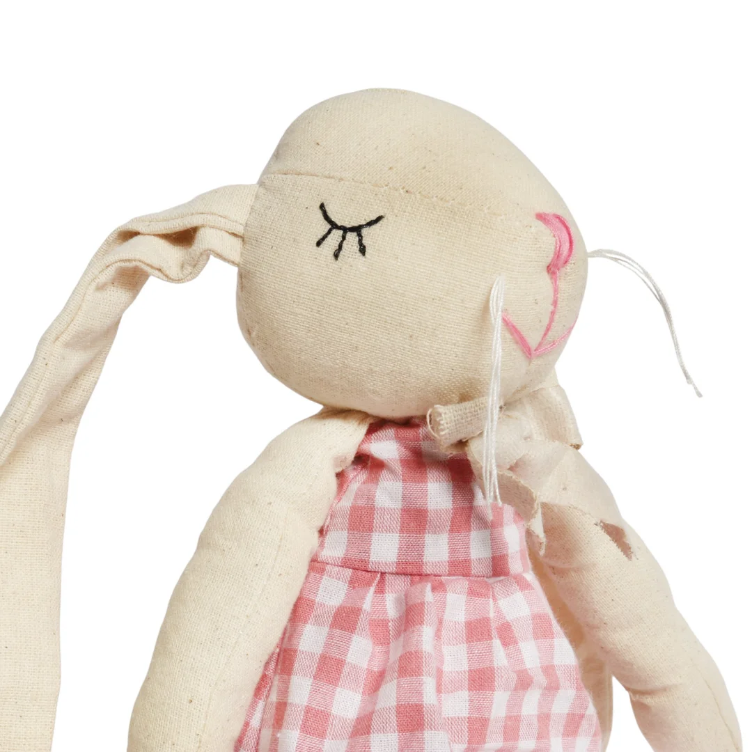 Zając siedzący Ozdoba Wielkanocna Figurka w sukience w kratę 48 cm — zdjęcie 3