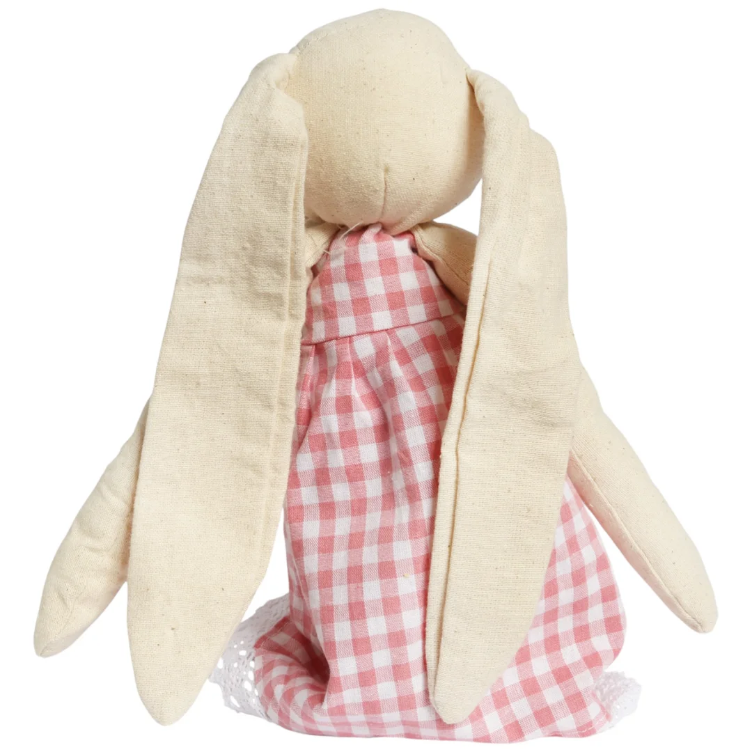 Zając siedzący Ozdoba Wielkanocna Figurka w sukience w kratę 48 cm — zdjęcie 4