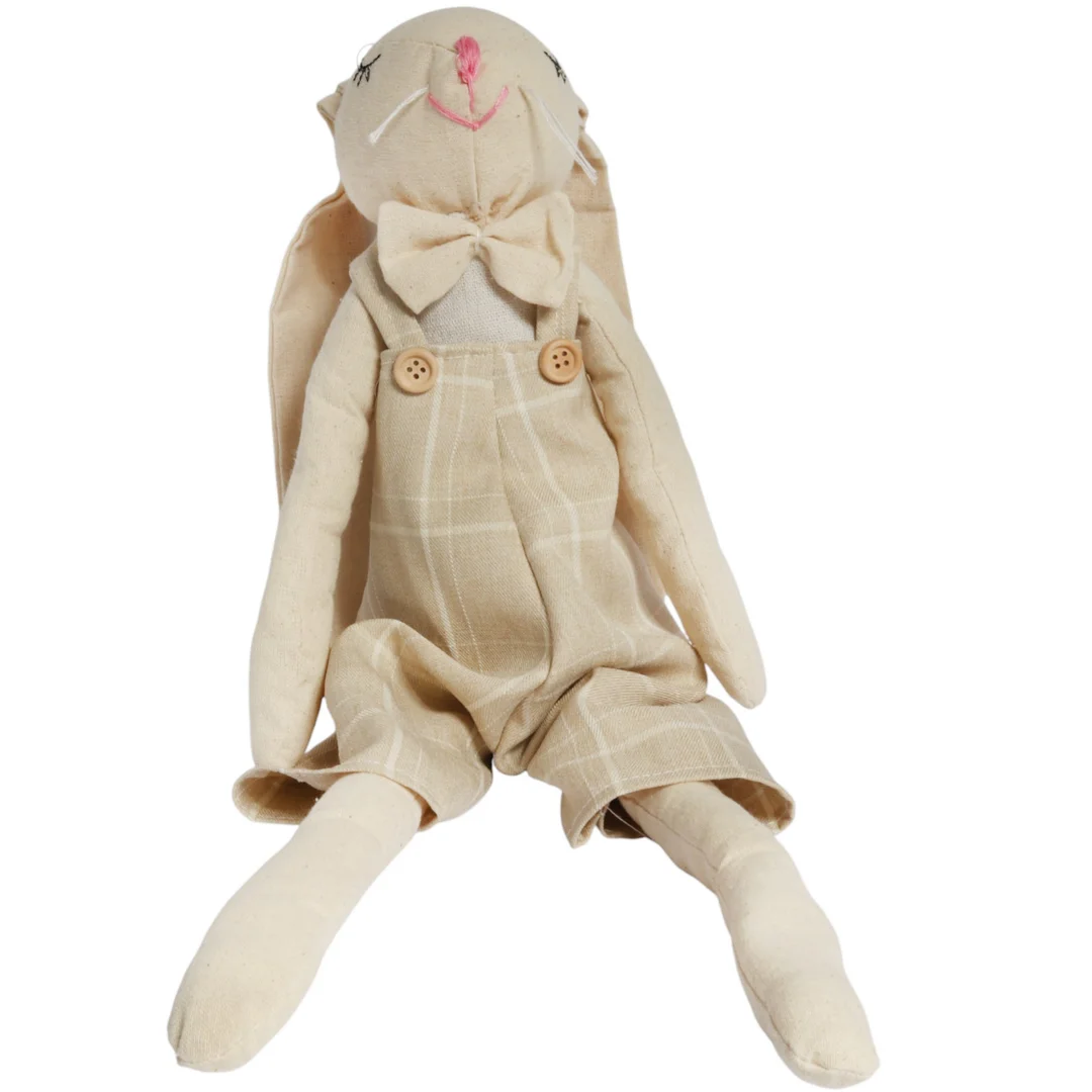 Zając siedzący Ozdoba Wielkanocna Figurka w sukience w kratę 48 cm II — zdjęcie 2