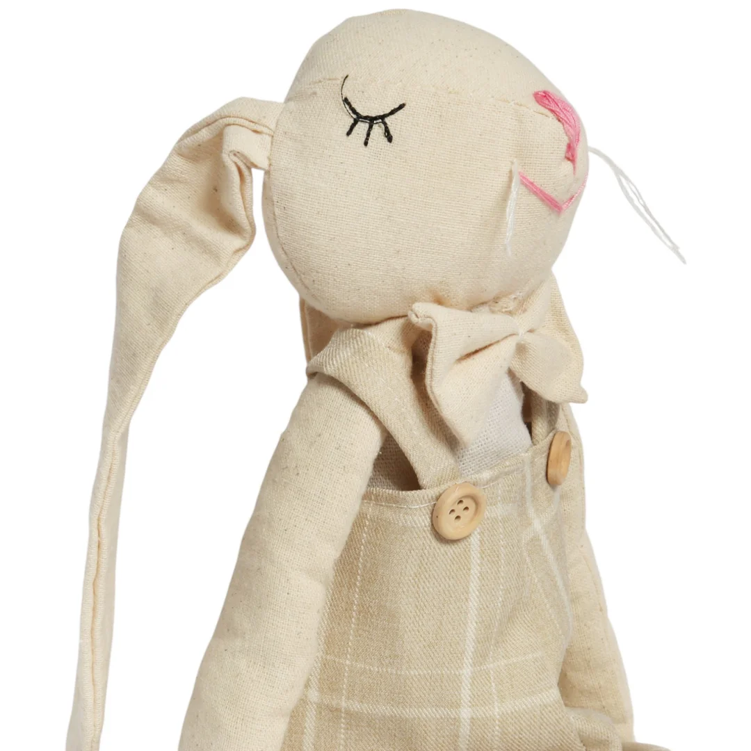 Zając siedzący Ozdoba Wielkanocna Figurka w sukience w kratę 48 cm II — zdjęcie 3