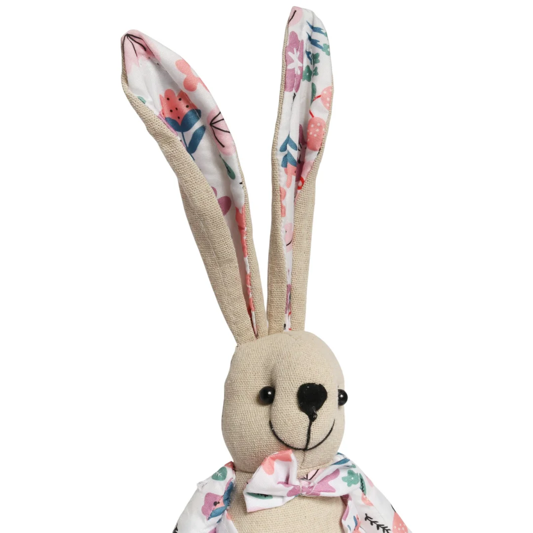 Zając siedzący Ozdoba Wielkanocna Figurka w ubranku w różowe kwiatki 36 cm — zdjęcie 3