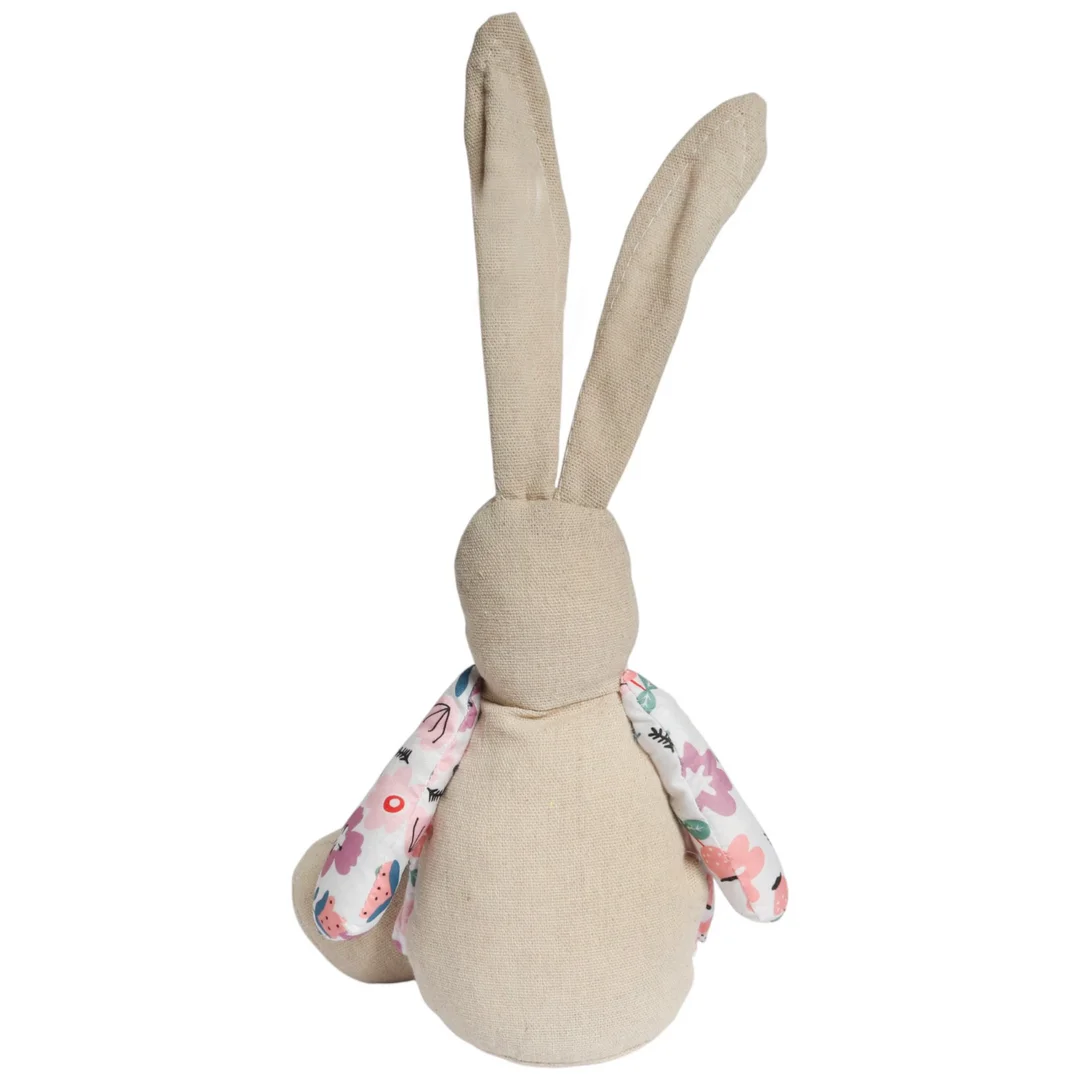 Zając siedzący Ozdoba Wielkanocna Figurka w ubranku w różowe kwiatki 36 cm — zdjęcie 4