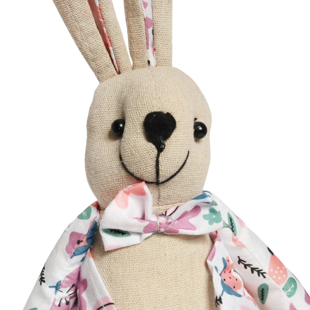 Zając siedzący Ozdoba Wielkanocna Figurka w ubranku w różowe kwiatki 36 cm — zdjęcie 5