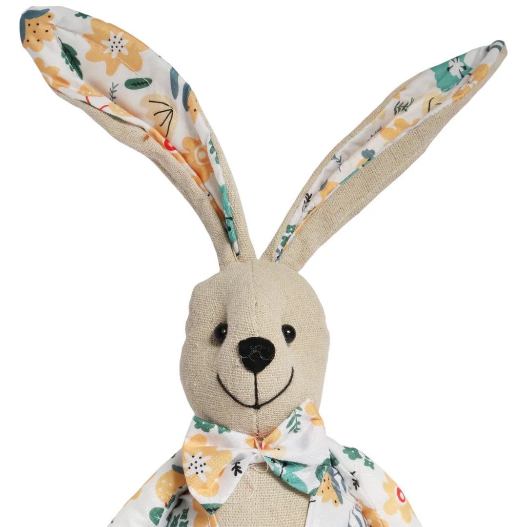 Zając siedzący Ozdoba Wielkanocna Figurka w ubranku w żółte kwiatki 36 cm — zdjęcie 2