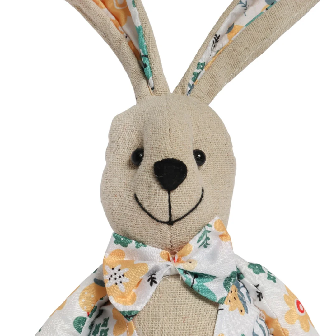 Zając siedzący Ozdoba Wielkanocna Figurka w ubranku w żółte kwiatki 36 cm — zdjęcie 3