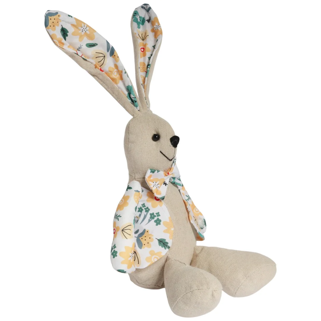 Zając siedzący Ozdoba Wielkanocna Figurka w ubranku w żółte kwiatki 36 cm — zdjęcie 4