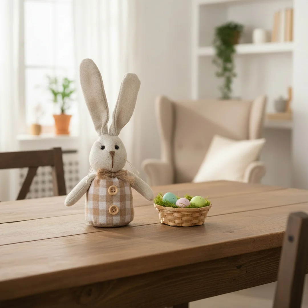 Zając STOJĄCY lniany Ozdoba Wielkanocna Figurka 20 cm CH — zdjęcie 5