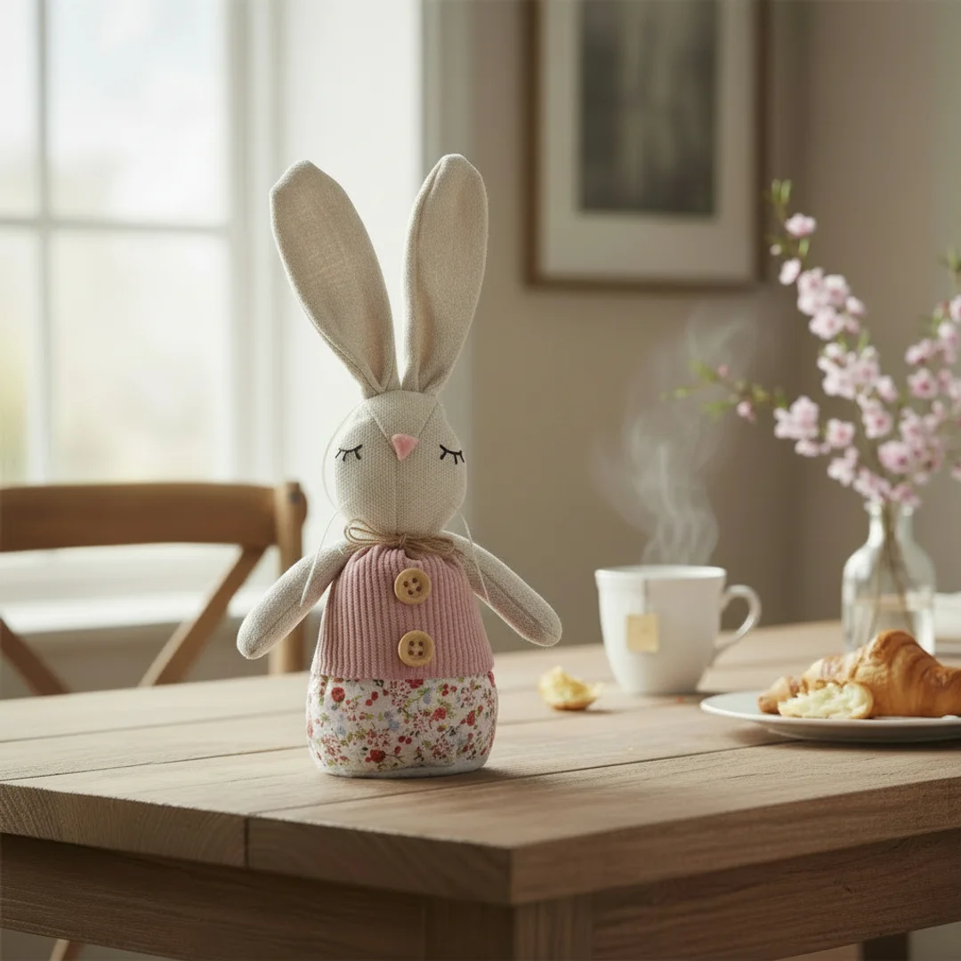 Zając STOJĄCY lniany Ozdoba Wielkanocna Figurka 20 cm CH — zdjęcie 10