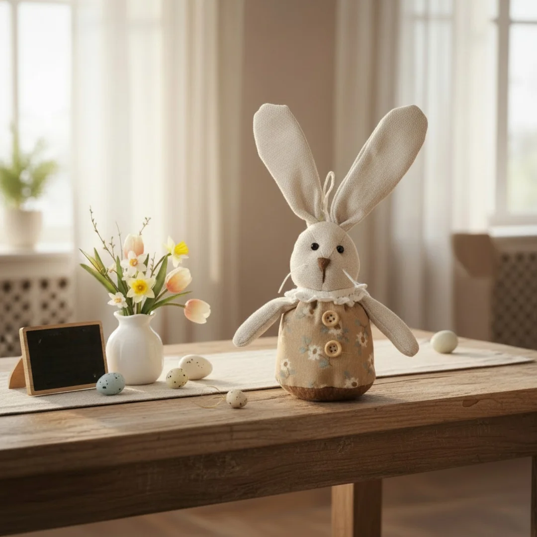 Zając STOJĄCY lniany Ozdoba Wielkanocna Figurka 20 cm DZ — zdjęcie 5