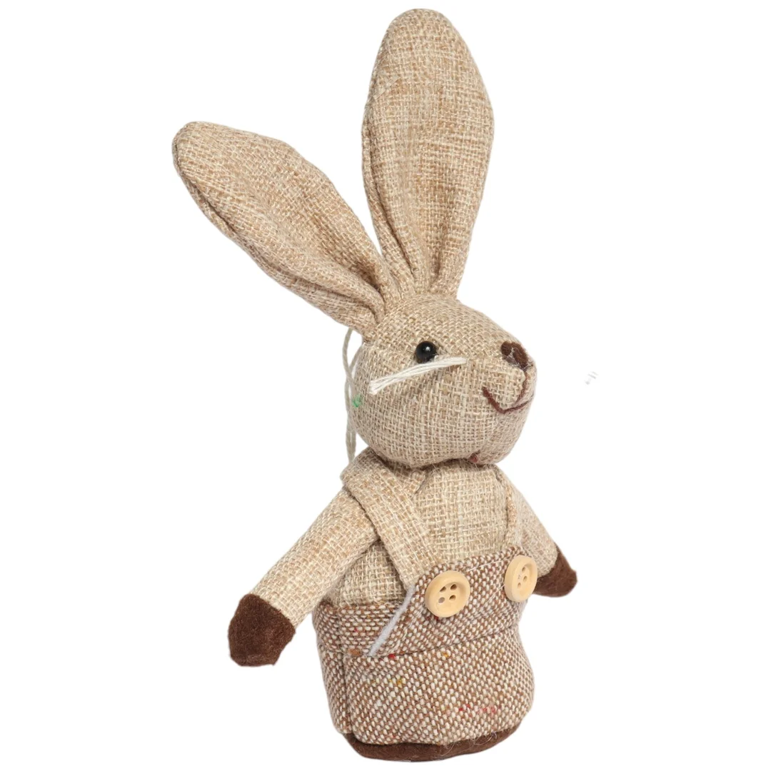 Zając STOJĄCY lniany Ozdoba Wielkanocna Figurka brązowa 18 cm CH — zdjęcie 2