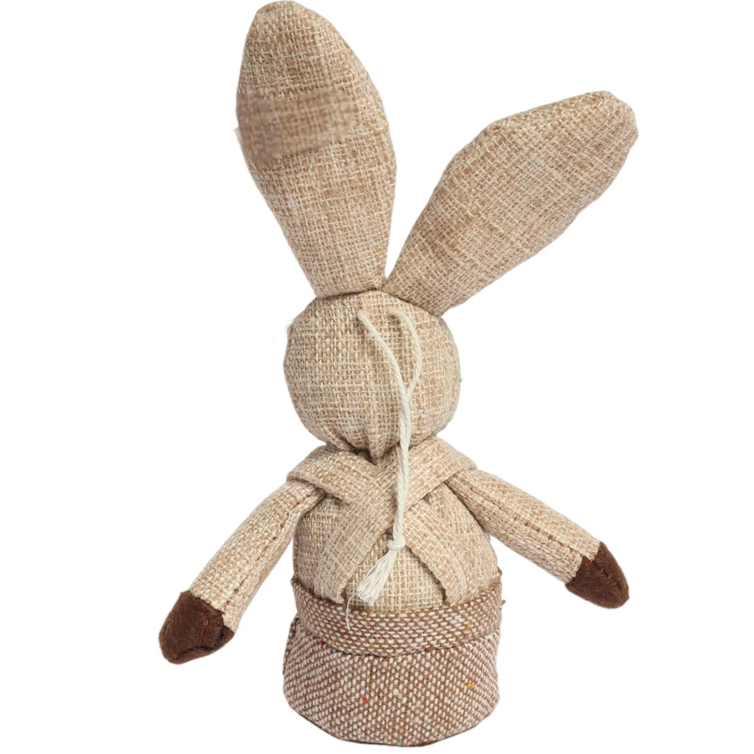 Zając STOJĄCY lniany Ozdoba Wielkanocna Figurka brązowa 18 cm CH — zdjęcie 3
