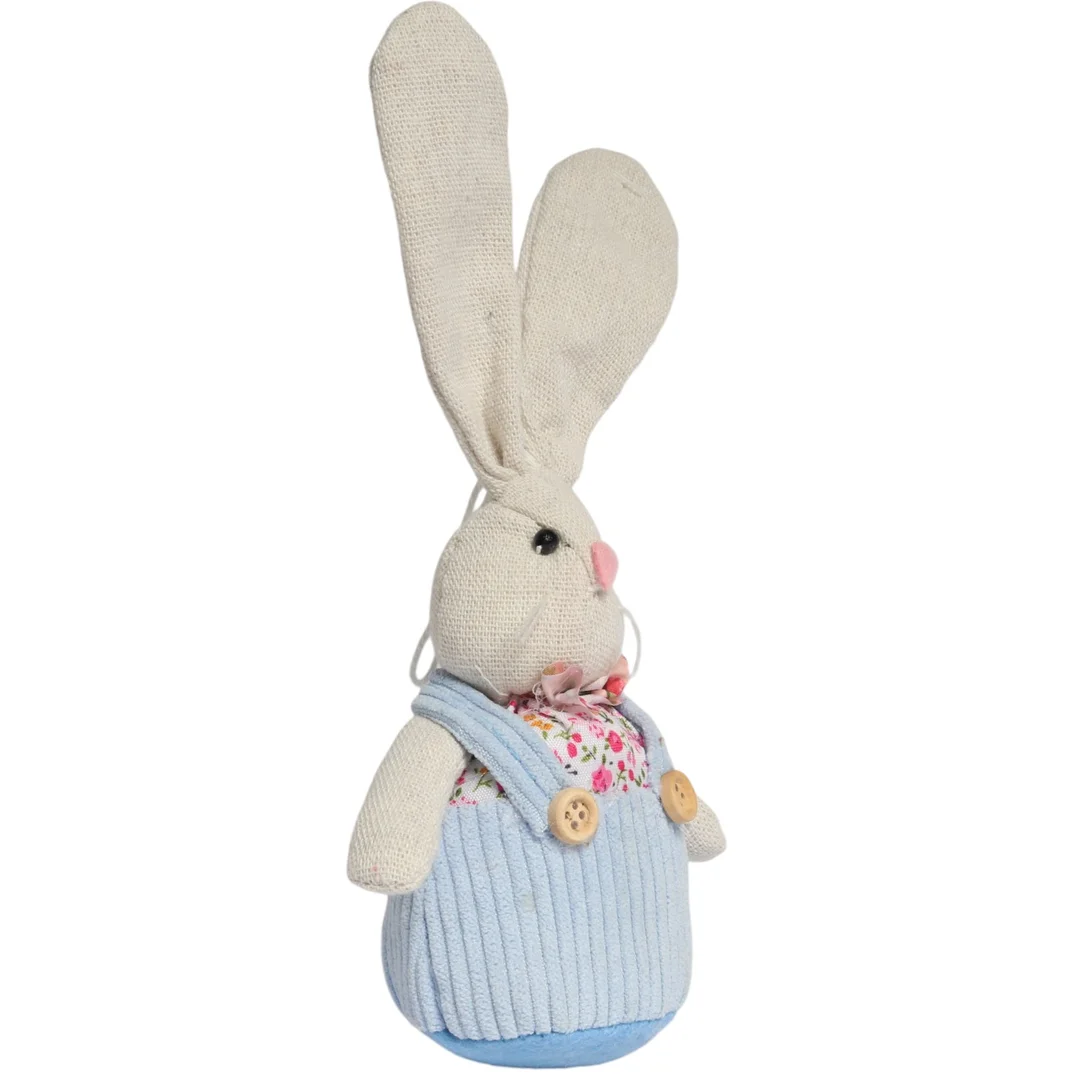 Zając STOJĄCY lniany Ozdoba Wielkanocna Figurka niebieska 19 cm — zdjęcie 2