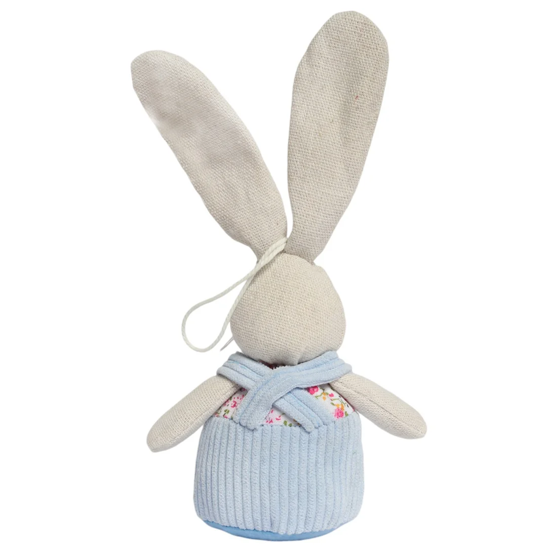 Zając STOJĄCY lniany Ozdoba Wielkanocna Figurka niebieska 19 cm — zdjęcie 3