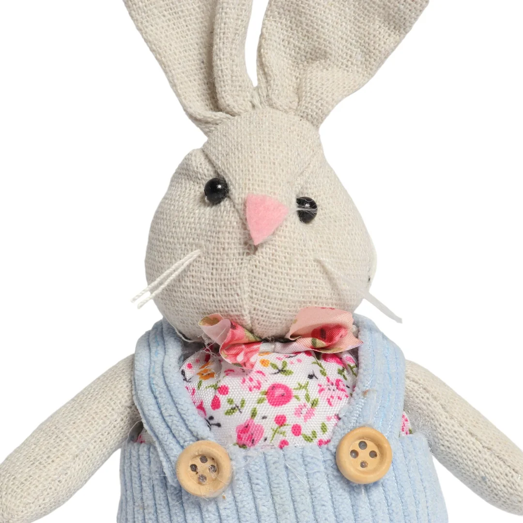 Zając STOJĄCY lniany Ozdoba Wielkanocna Figurka niebieska 19 cm — zdjęcie 4
