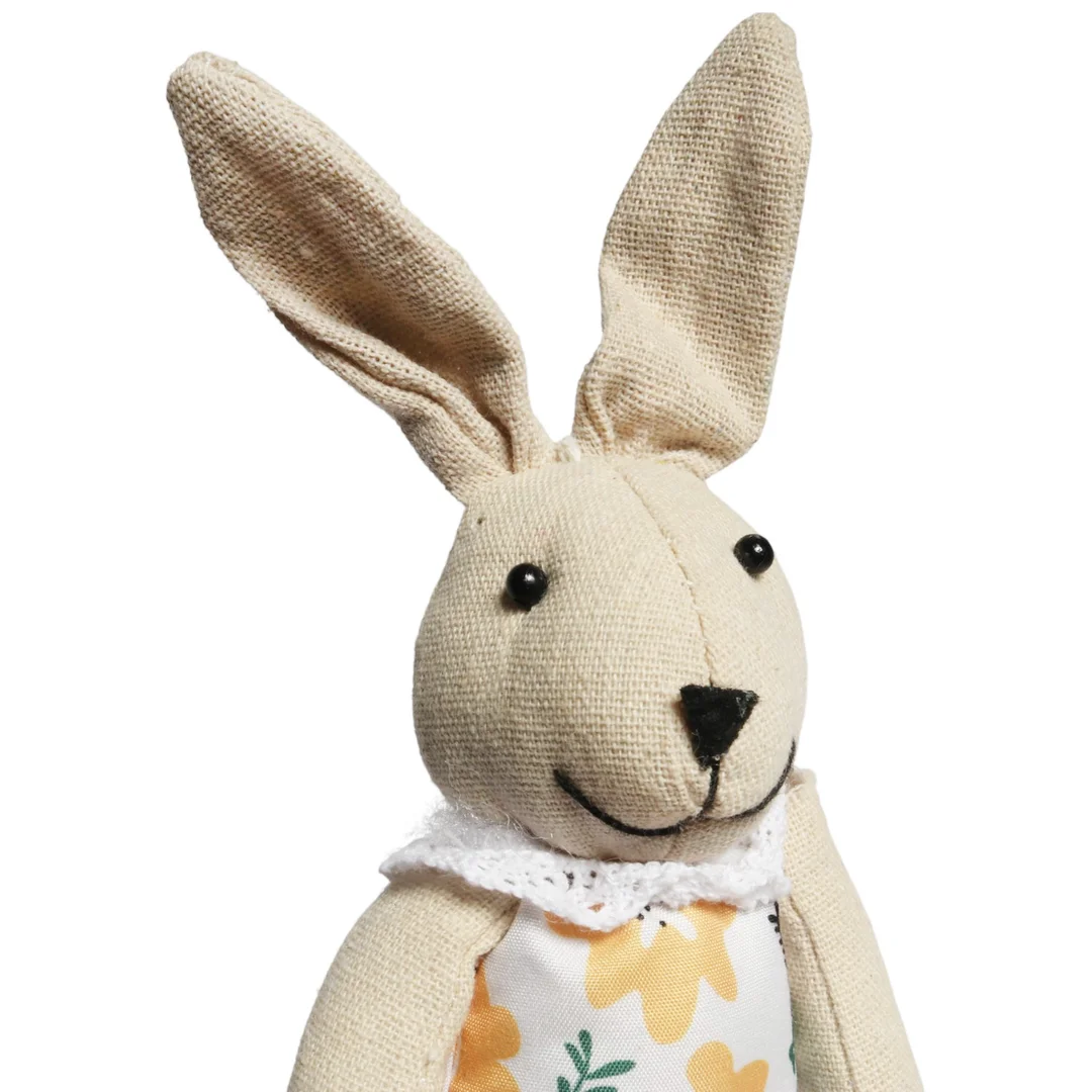 Zając zawieszka lniana Ozdoba Wielkanocna Figurka w sukience w kwiatki 26 cm — zdjęcie 5