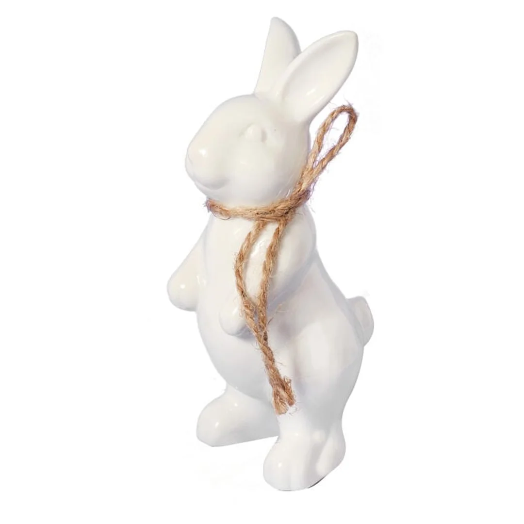 ZAJĄCZEK CERAMICZNY FIGURKA STOJĄCA BIAŁA — zdjęcie 2