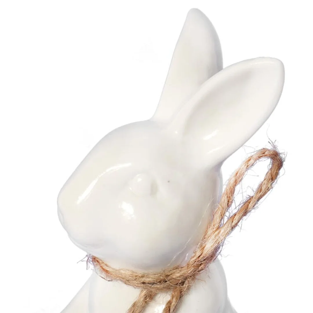 ZAJĄCZEK CERAMICZNY FIGURKA STOJĄCA BIAŁA — zdjęcie 3
