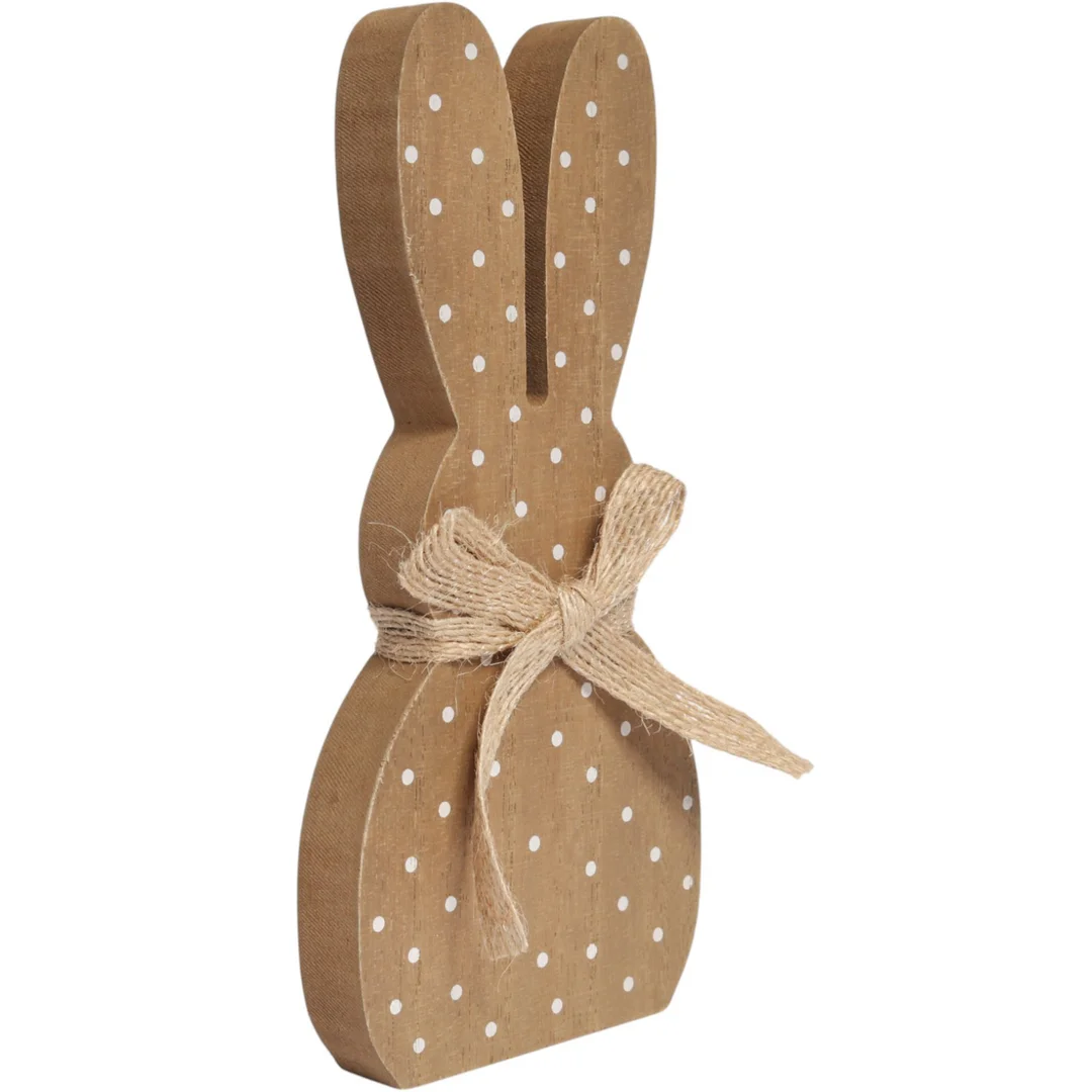 ZAJĄCZEK ZAJĄC DREWNIANY KRÓLIK WIELKANOCNY W KROPKI 17 CM — zdjęcie 2