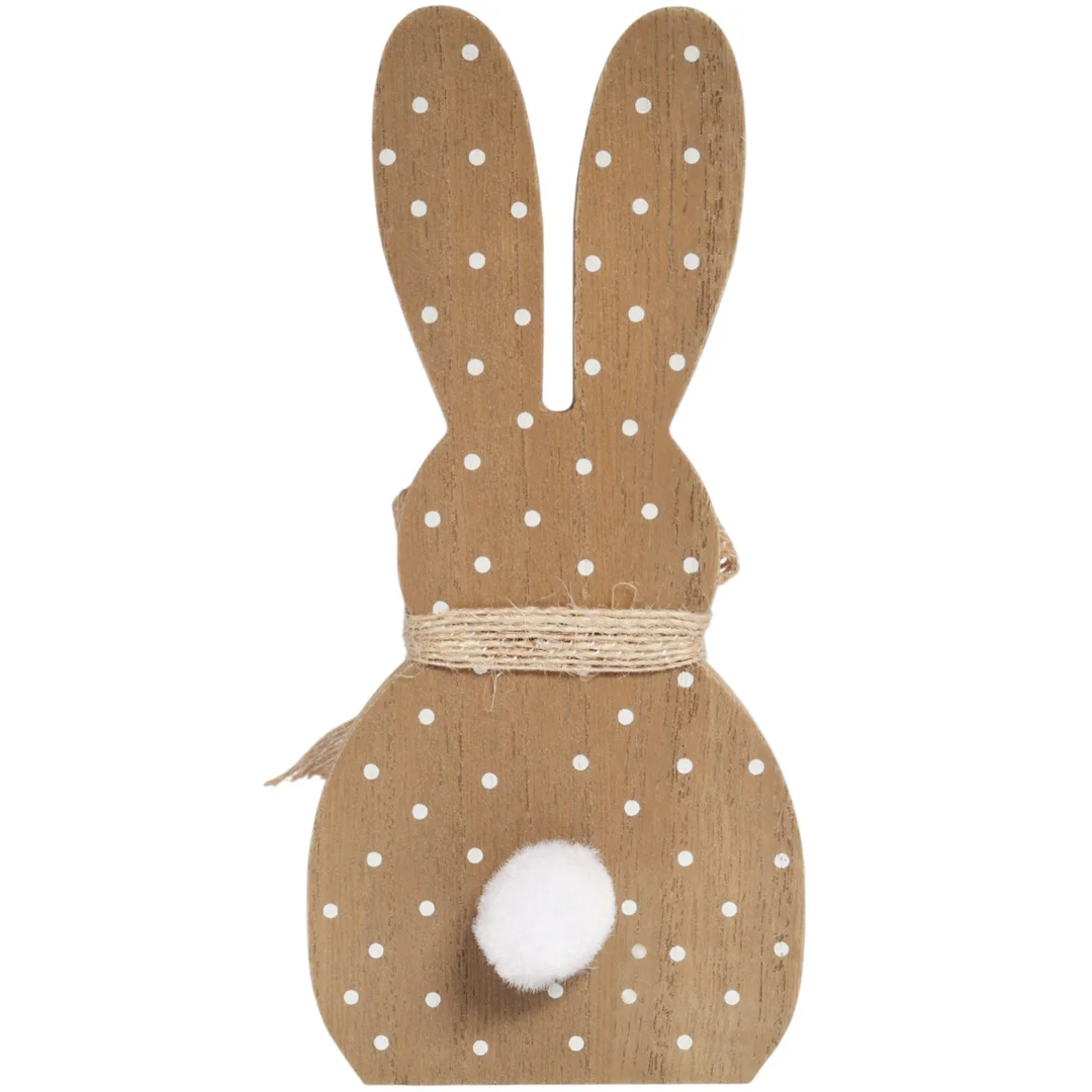 ZAJĄCZEK ZAJĄC DREWNIANY KRÓLIK WIELKANOCNY W KROPKI 17 CM — zdjęcie 3