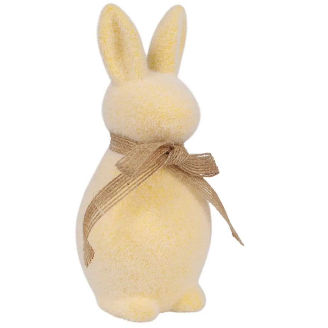 ZAJĄCZEK ZAJĄC FLOKOWANY KRÓLIK WIELKANOCNY ZE WSTĄŻKĄ 15 CM — zdjęcie 3