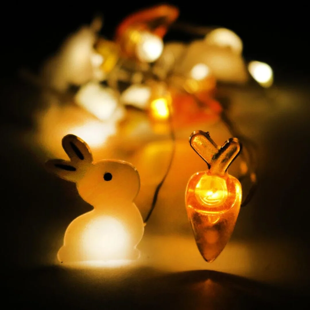 ZAJĄCZKI I MARCHEWKI GIRLANDA ŚWIETLNA LAMPKI 10LED WIELKANOC — zdjęcie 3