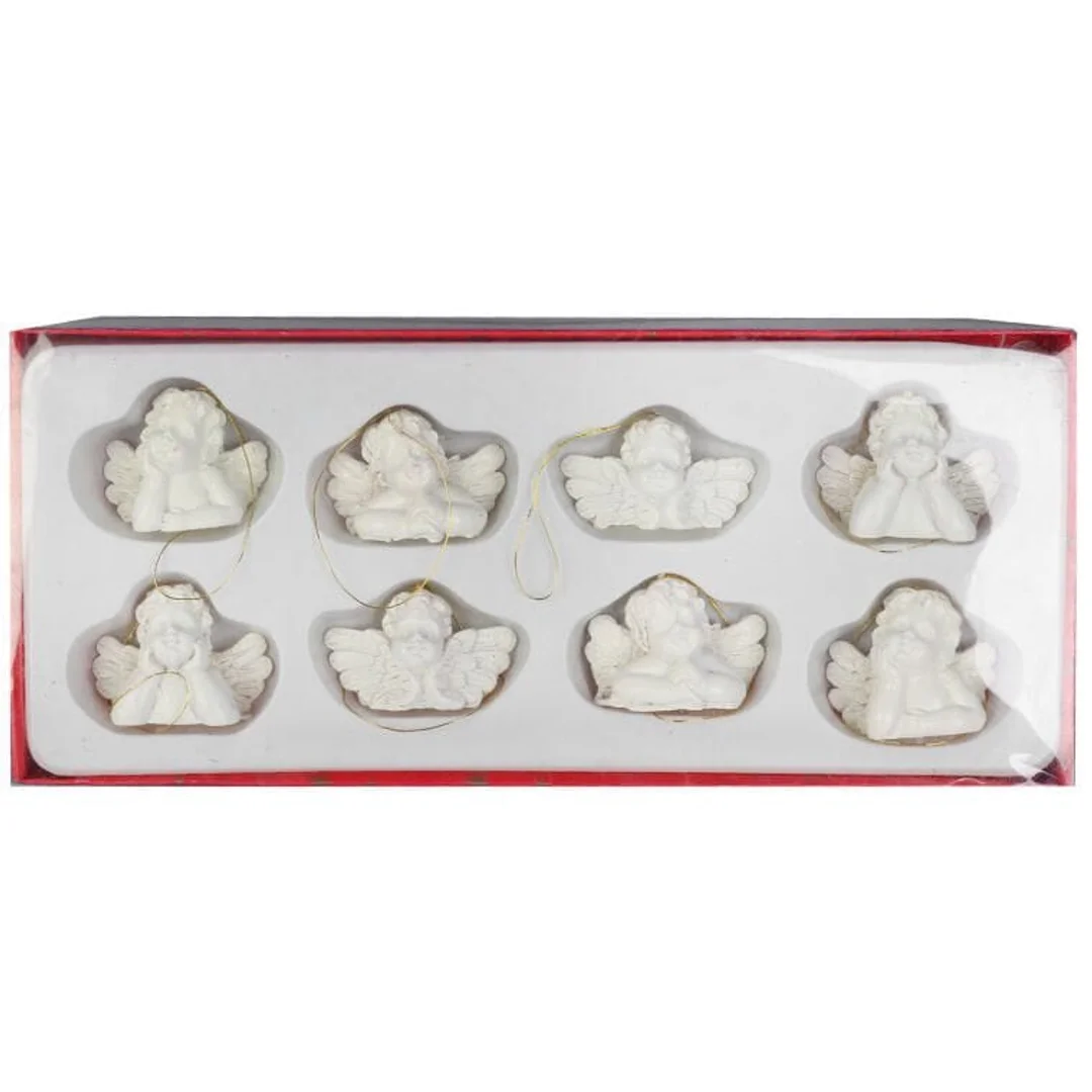 Zawieszki na choinkę Białe Aniołki - 8 sztuk, Polirezyna, 3.5x5 cm, Przeznaczone do Dekoracji Świątecznej — zdjęcie 2