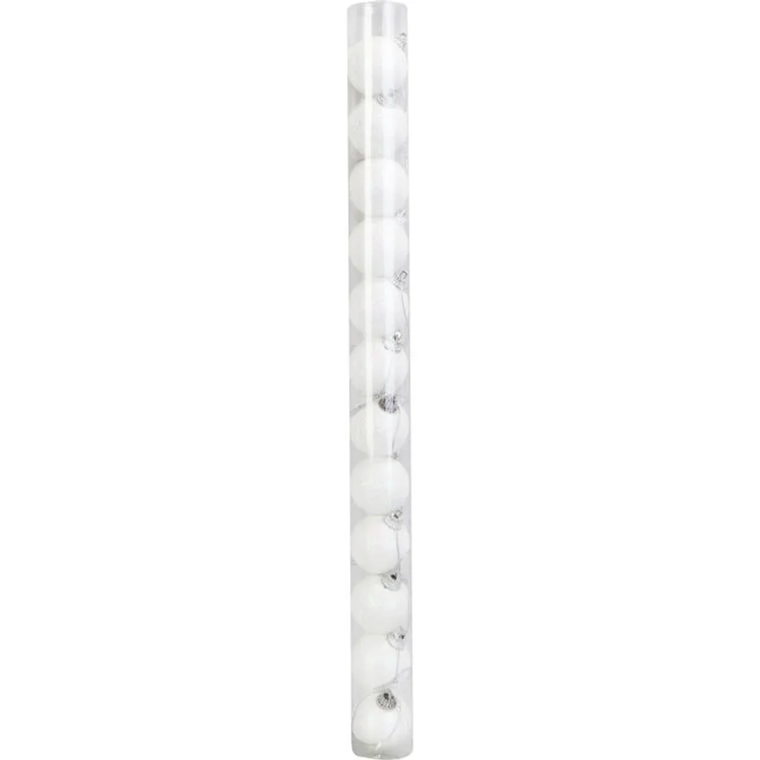 Zestaw 12 Białych Brokatowych Bombek Choinkowych 4cm — zdjęcie 3