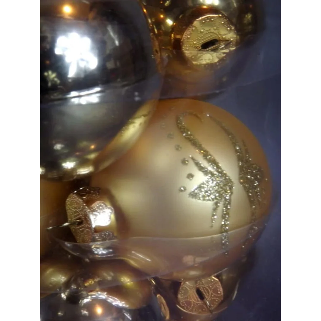 Zestaw 12 Złotych Bombek Szklanych o Średnicy 6cm w Boksie PVC — zdjęcie 2