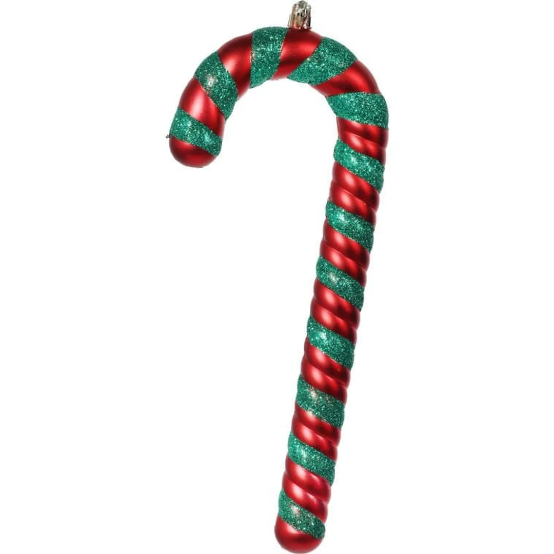 Zestaw 2 Plastikowych Zawieszek Świątecznych - Laski 26 cm, Zielono-Czerwone — zdjęcie 2