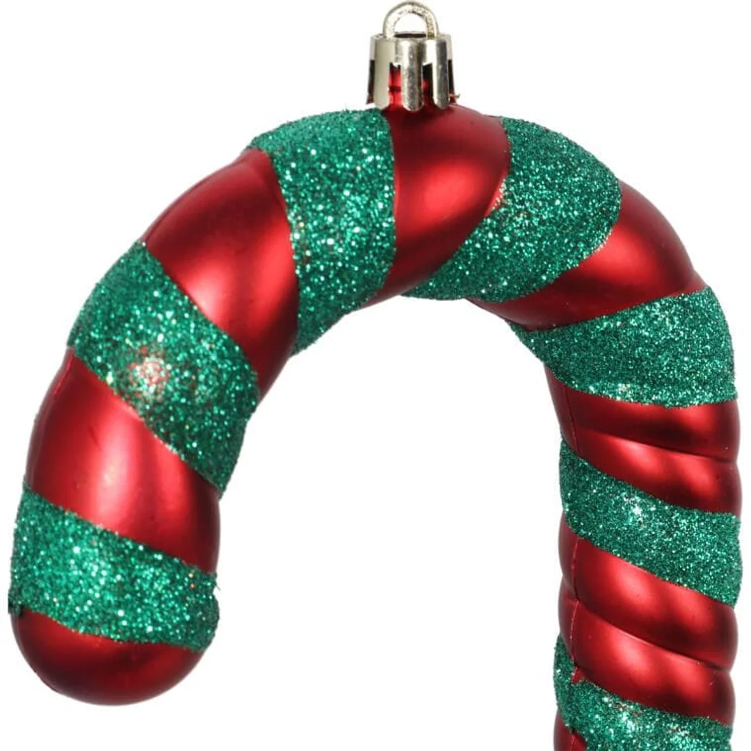 Zestaw 2 Plastikowych Zawieszek Świątecznych - Laski 26 cm, Zielono-Czerwone — zdjęcie 3