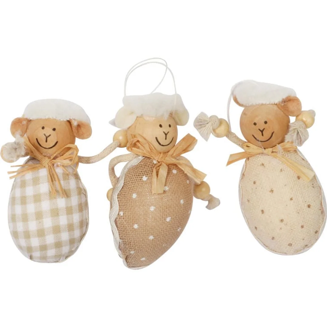 Zestaw 3 Brązowych Baranków Wielkanocnych do Zawieszenia, 7 cm — zdjęcie 2