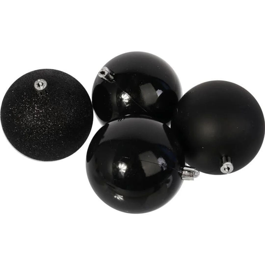 Zestaw 4 Czarnych Bombek Plastikowych 8cm w Przezroczystym Pudełku — zdjęcie 6
