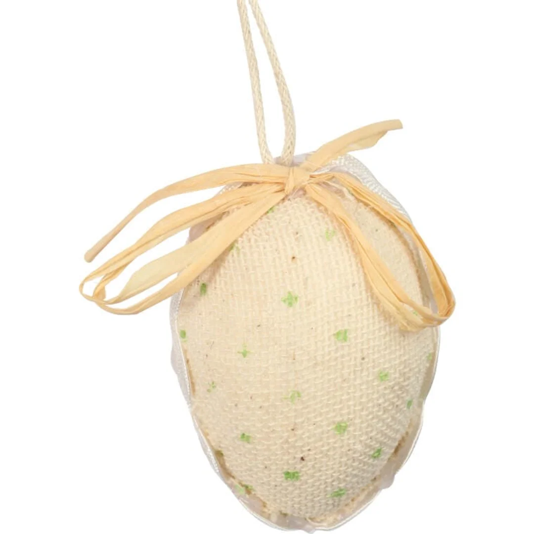 Zestaw 6 Zielono-Białych Jajek w Kropki - Ozdoby Wielkanocne 6 cm — zdjęcie 3