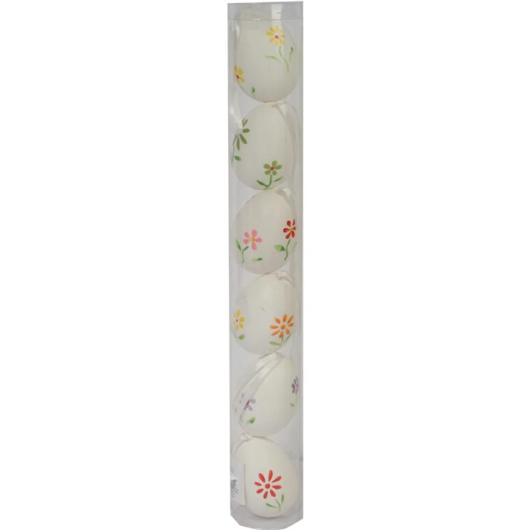 Zestaw Białych, Plastikowych Jajek Wielkanocnych do Zawieszenia - 6 sztuk, 6 cm — zdjęcie 2