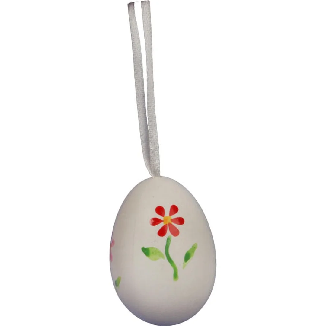 Zestaw Białych, Plastikowych Jajek Wielkanocnych do Zawieszenia - 6 sztuk, 6 cm — zdjęcie 3