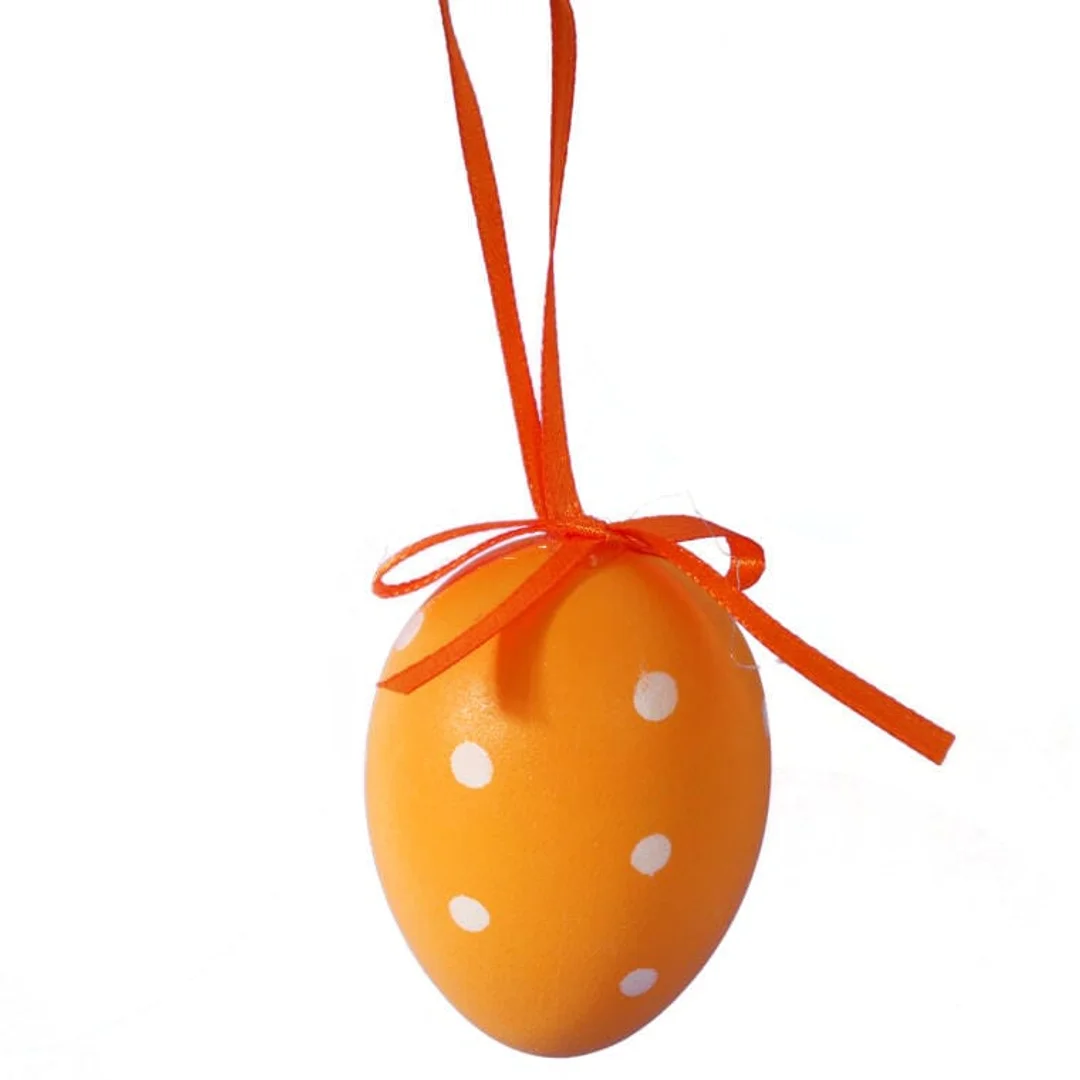 Zestaw świątecznych zawieszek - pomarańczowe jajka wielkanocne, 6 sztuk, 7cm. — zdjęcie 5