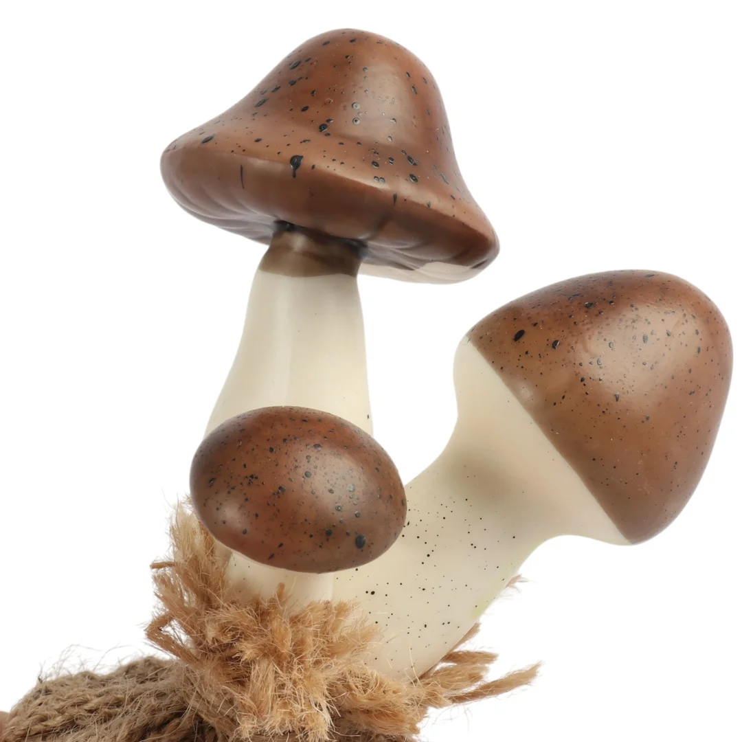 Zestaw sztucznych grzybów w jutowym woreczku dekoracja jesienna 12 cm — zdjęcie 2