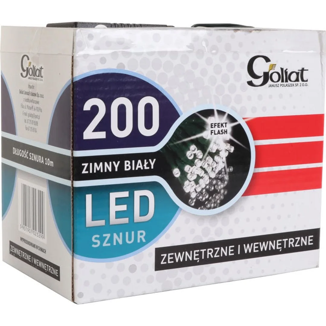 Zewnętrzne i Wewnętrzne Lampeczki Choinkowe 200 LED z Efektem Flash, Kolor Zimny Biały, Zasilanie Sieciowe, IP44, Długość 10m — zdjęcie 2