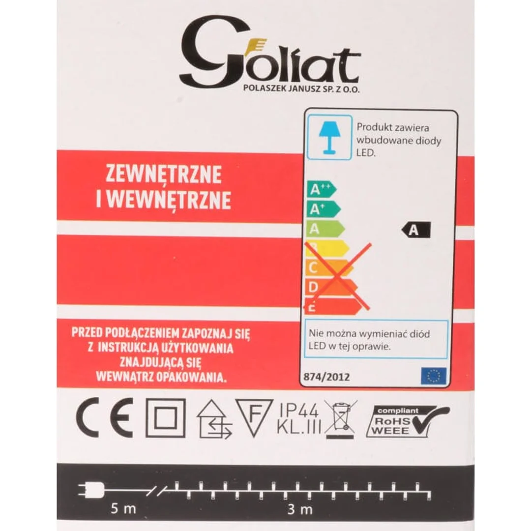 Zimnobiałe Lampki Świąteczne Gąsienica 384 LED, Do Zastosowania Na Zewnątrz IP44, 3m + 2m Przewód Sieciowy — zdjęcie 2