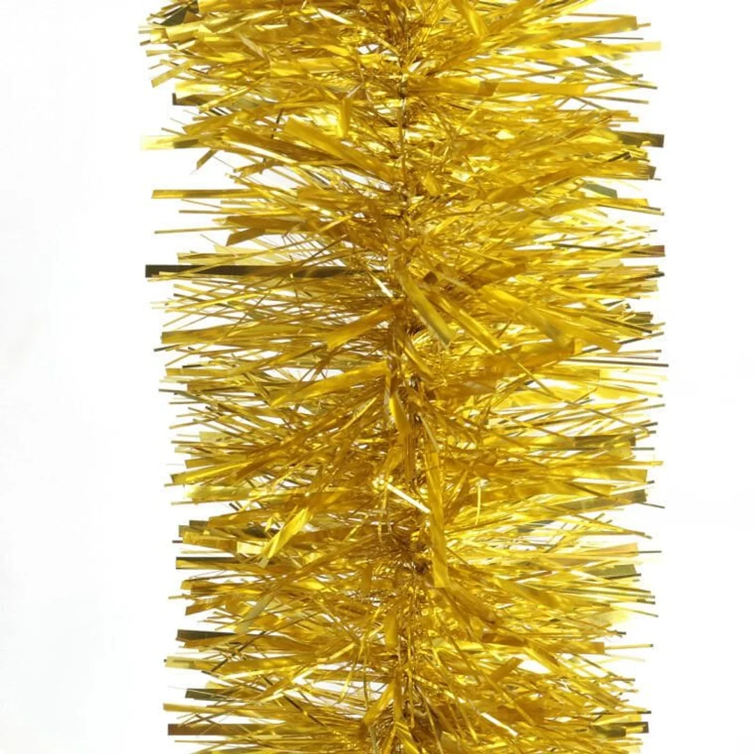 Złoty łańcuch choinkowy Goliat, folia metalizowana, gęsta struktura, 10cm x 3m — zdjęcie 3