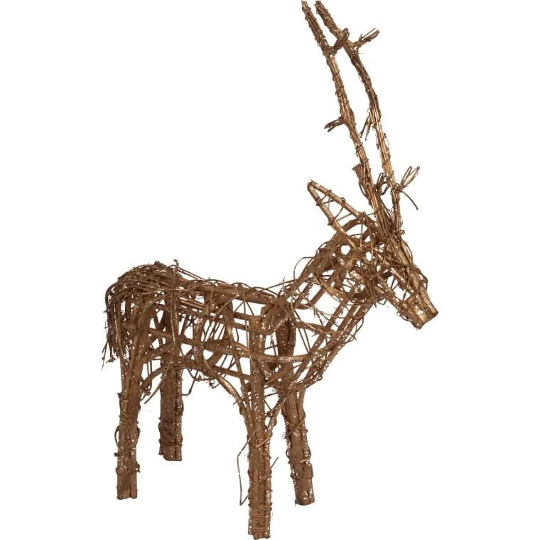 Złoty Renifer z Rattanu ozdobiony Brokatem - Figurka Dekoracyjna 48 cm — zdjęcie 2