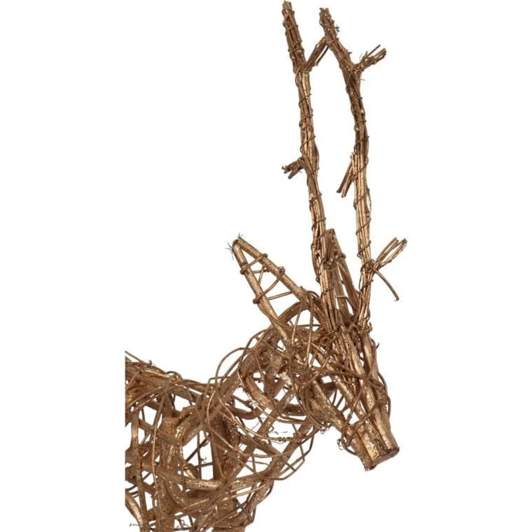 Złoty Renifer z Rattanu ozdobiony Brokatem - Figurka Dekoracyjna 48 cm — zdjęcie 3