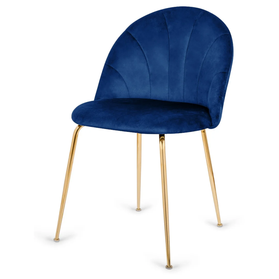 Krzesło tapicerowane CAMILA BLUE VELVET GOLD