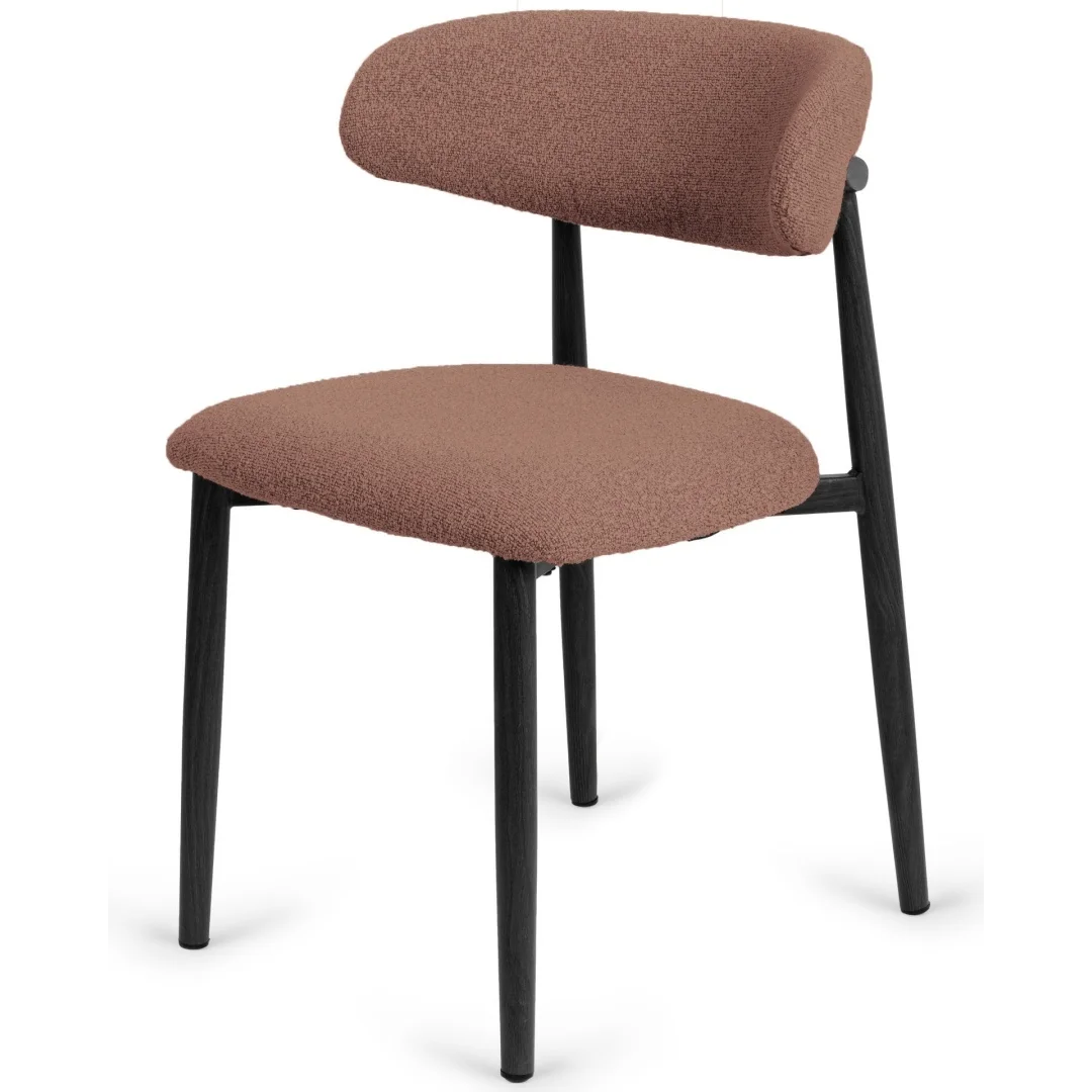 Krzesło tapicerowane LUCCA BOUCLE BROWN BLACK WOOD