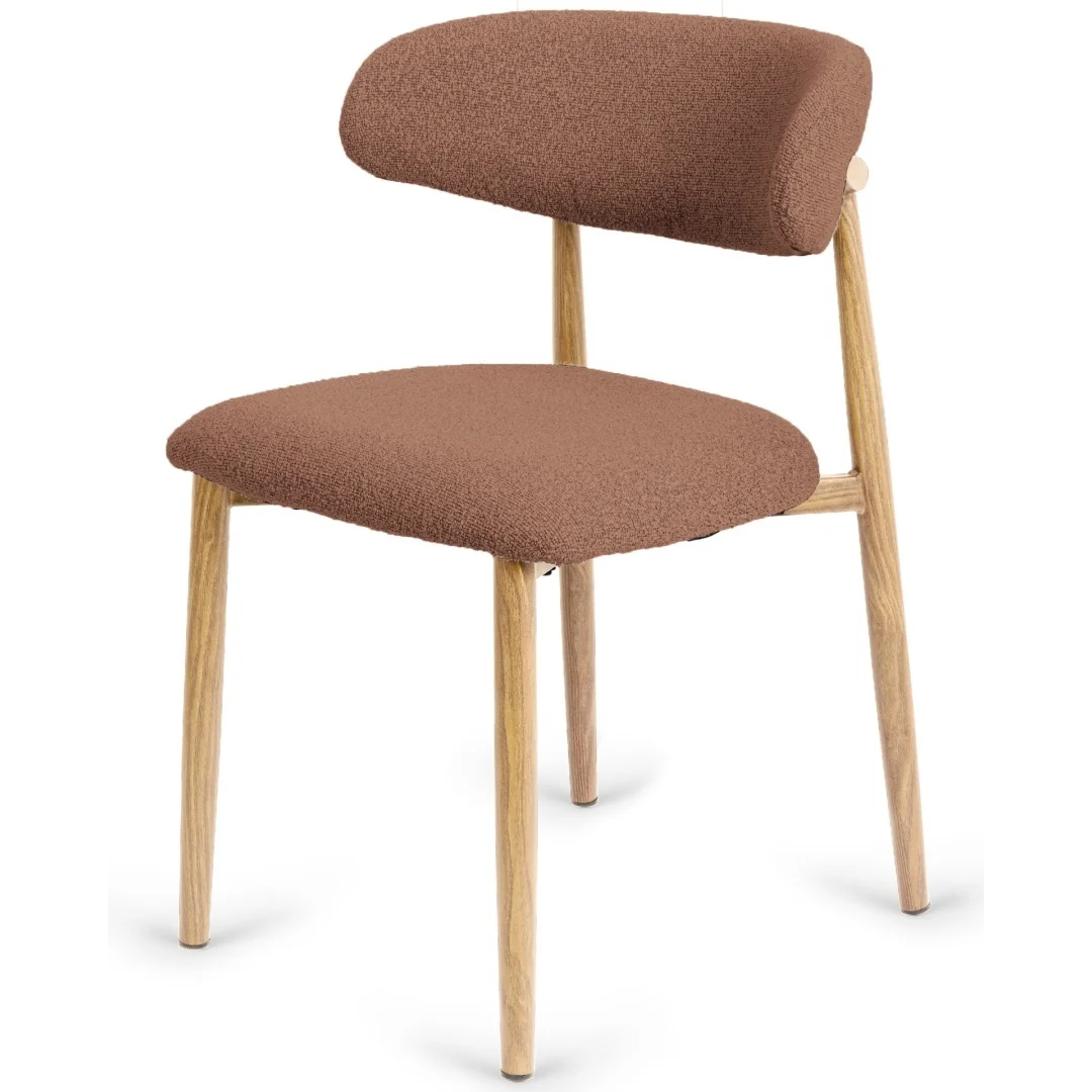 Krzesło tapicerowane LUCCA BOUCLE BROWN LIGHT WOOD