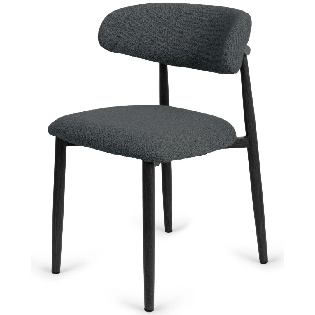 Krzesło tapicerowane LUCCA BOUCLE DARK GREY BLACK WOOD